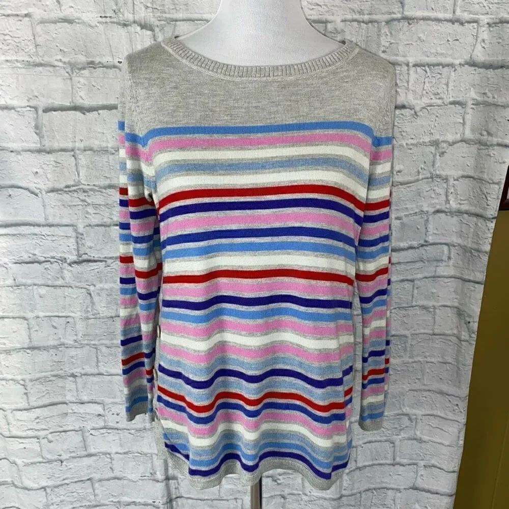 Talbots women M pullover scoopneck Longsleeve stripe sweater